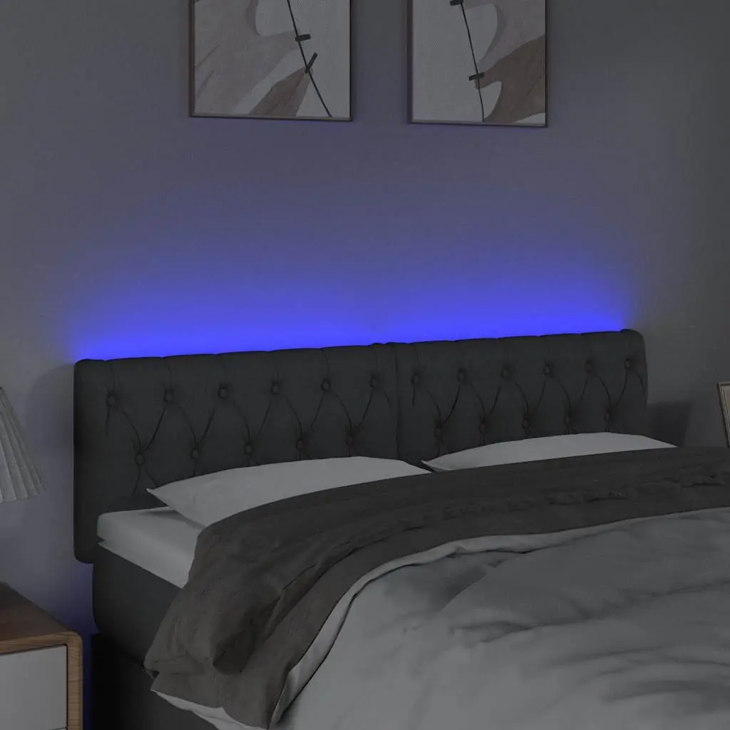 LED Headboard Grey 160 cm Adjustable Height Back Support Modern