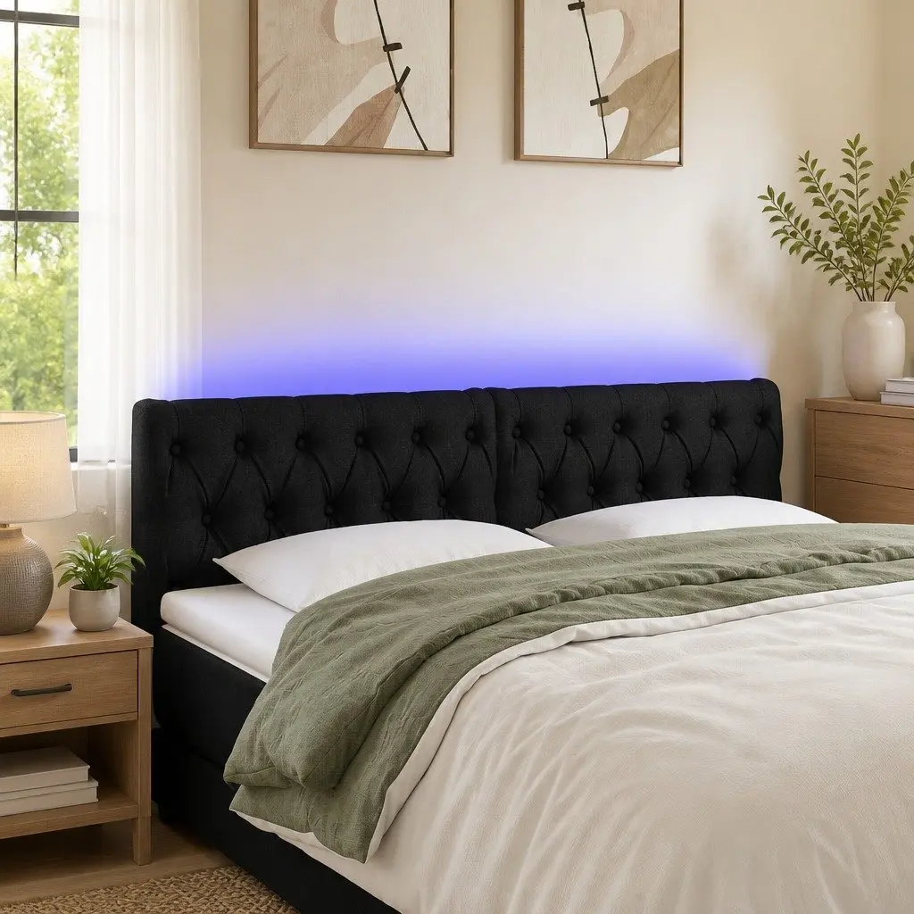 LED Headboard Black 160 cm Adjustable Height Colourful