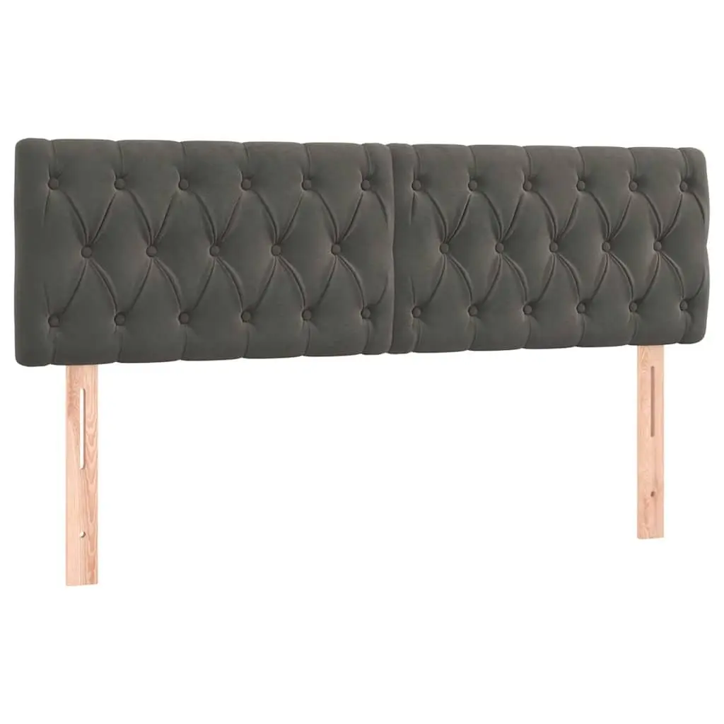 LED Headboard Adjustable Height Grey Velvet Backrest Modern Bed Support with Colorful Lighting