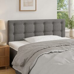 Compact Grey LED Headboard with Adjustable Height
