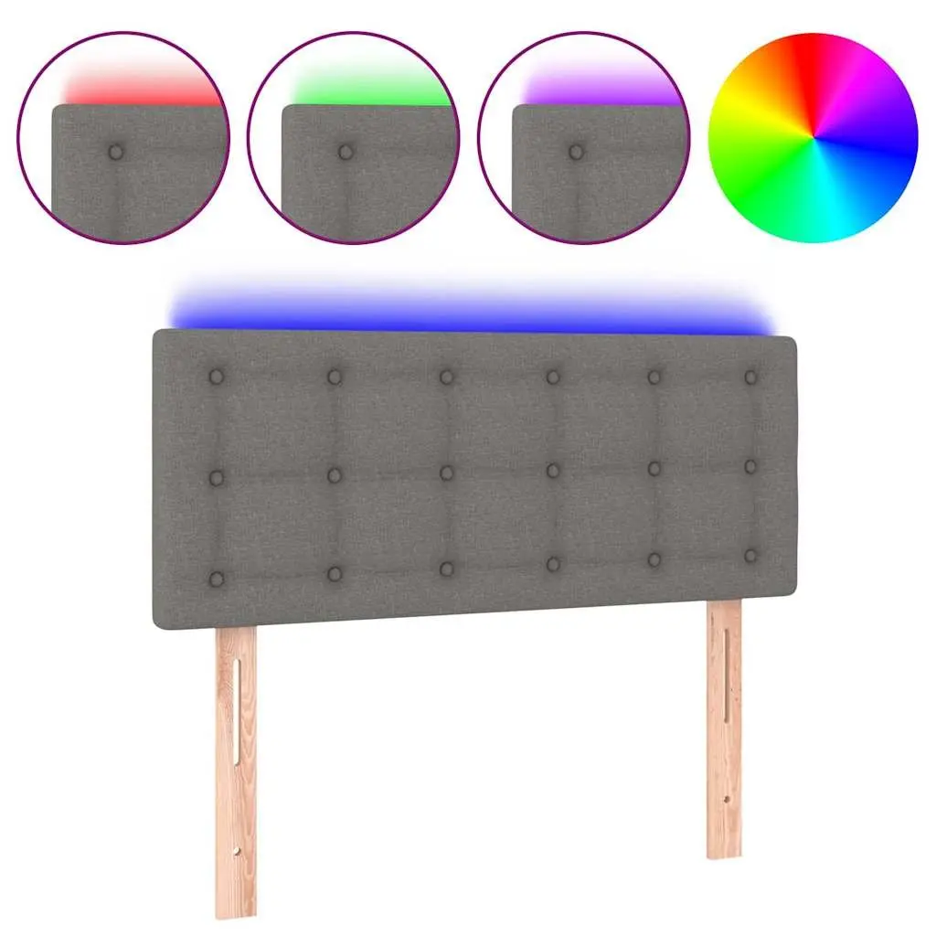 Grey LED Headboard with Adjustable Height