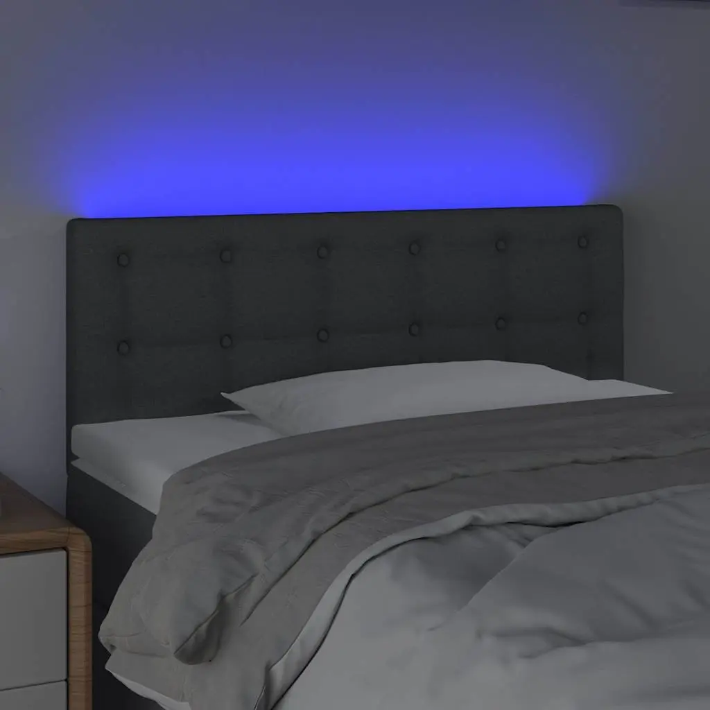 Grey LED Headboard with Adjustable Height
