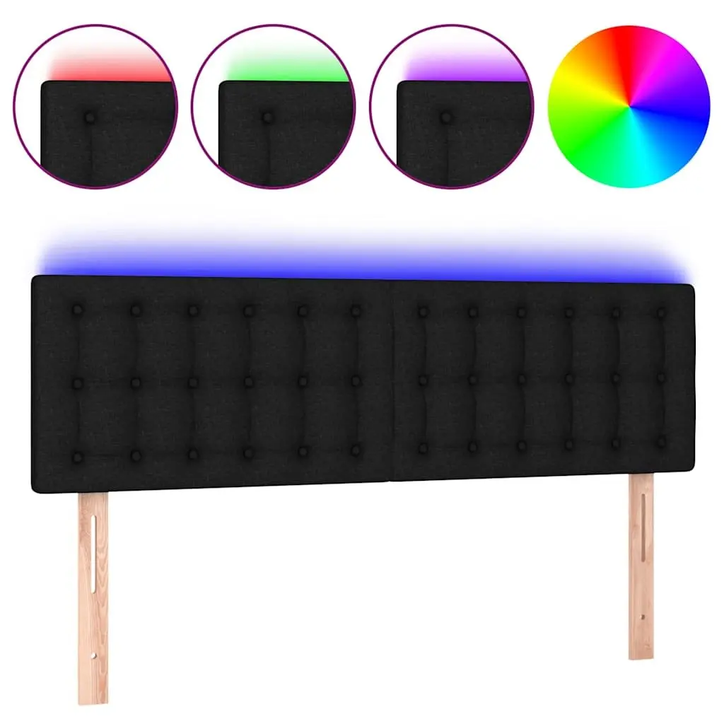 LED Headboard Black 144 cm Adjustable Height Fabric with Colourful LED Lights