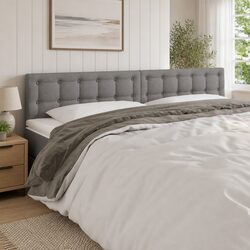LED Headboard 160 cm Dark Grey Fabric Bed Head Adjustable Height Modern Bedroom