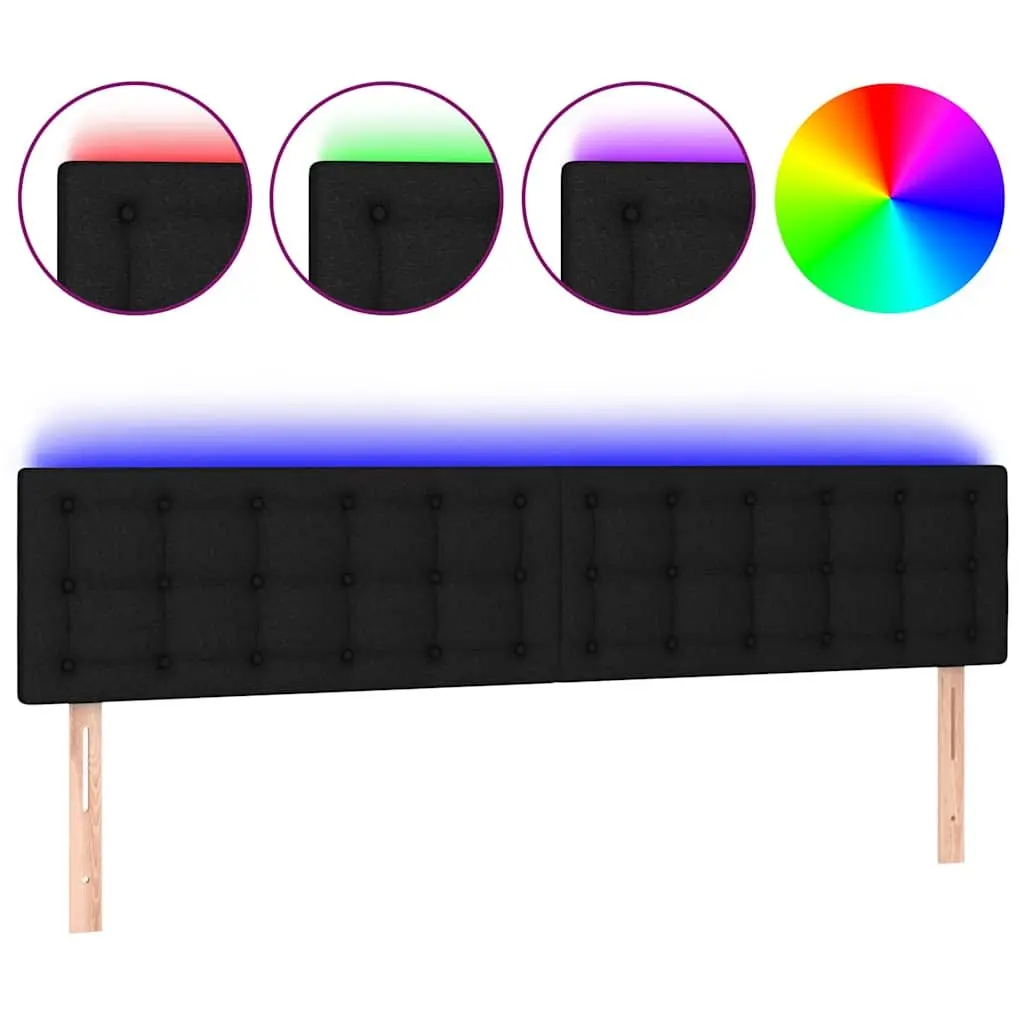LED Headboard 200 cm Black Fabric Bedroom Wall Mount Adjustable Height Modern