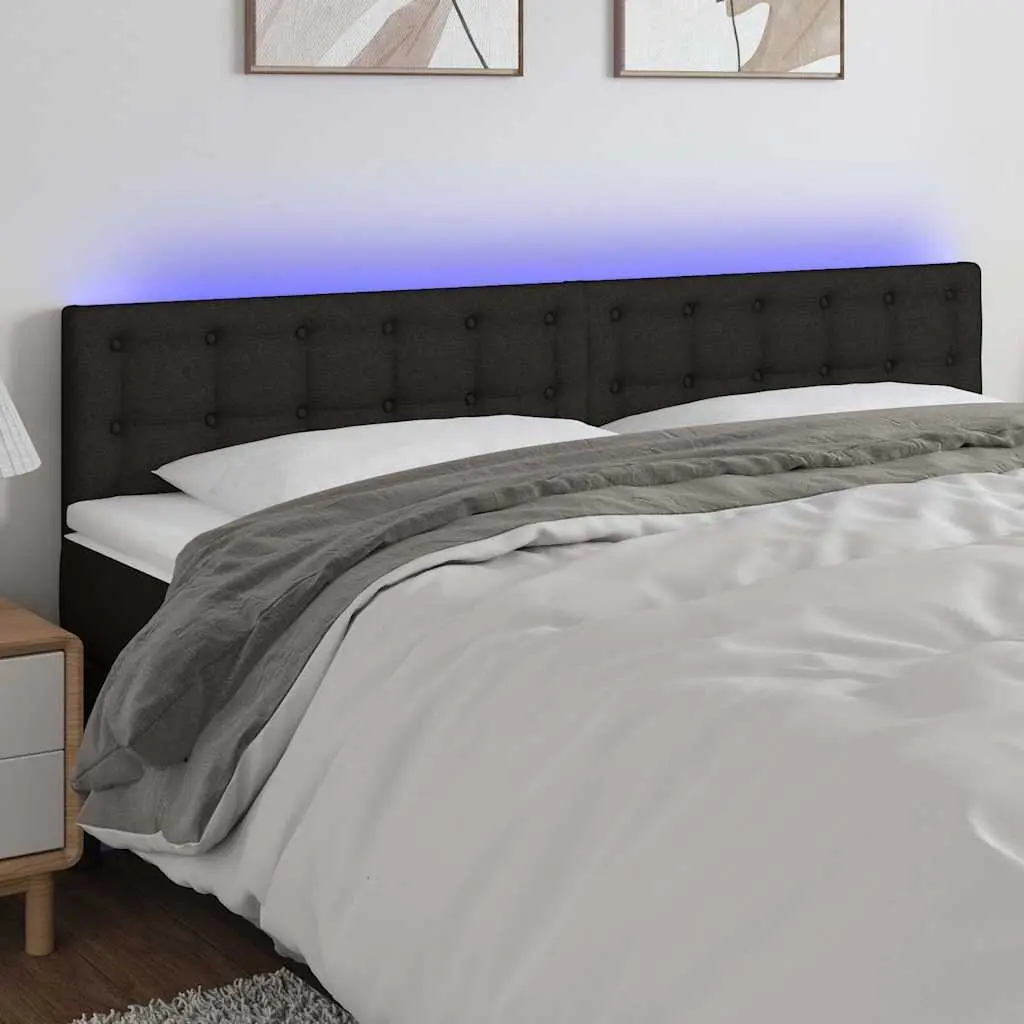 LED Headboard 200 cm Black Fabric Bedroom Wall Mount Adjustable Height Modern