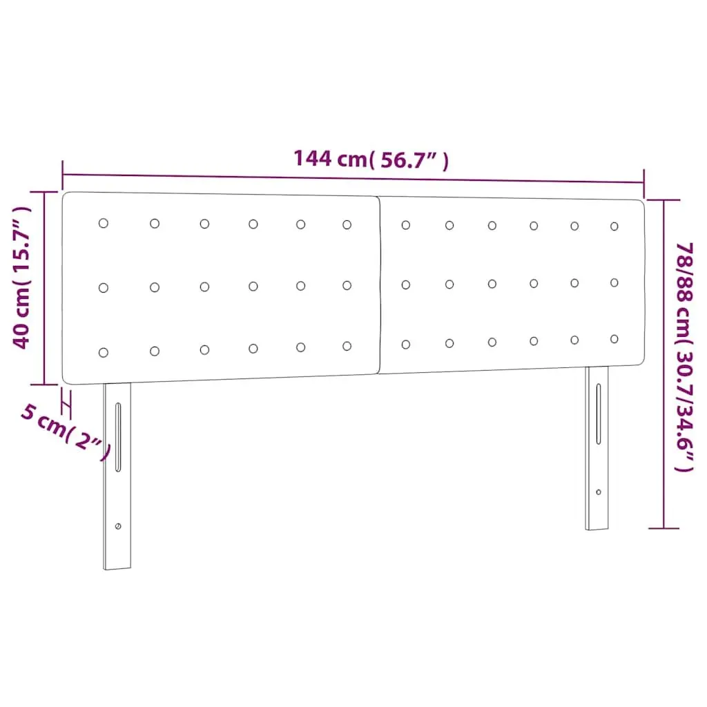 LED Headboard Dark Grey 144cm Velvet Adjustable Height Backrest with Colorful LED Lights