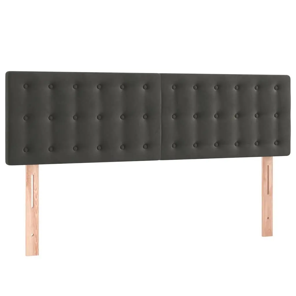 LED Headboard Dark Grey 144cm Velvet Adjustable Height Backrest with Colorful LED Lights