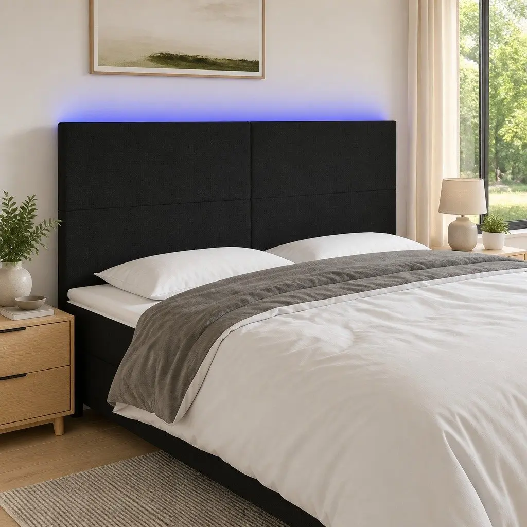 LED Headboard Black 160cm Adjustable Height Colourful