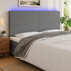 LED Headboard 200 cm in Grey Fabric with Lights