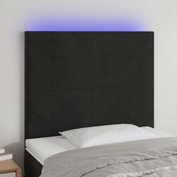 LED Headboard Black 100 cm Velvet Adjustable Height Modern Bedroom Bed Header