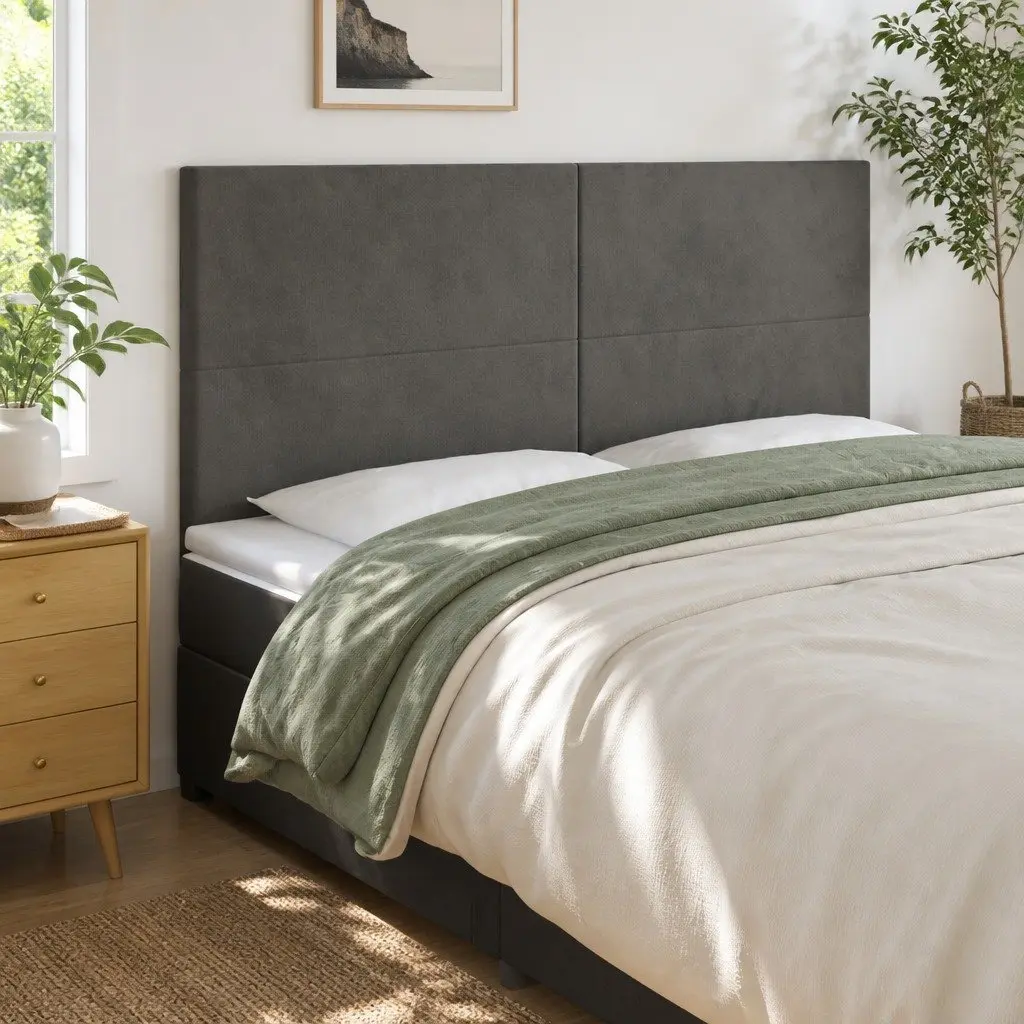 LED Headboard Grey Velvet 160 cm Adjustable Colourful Lights