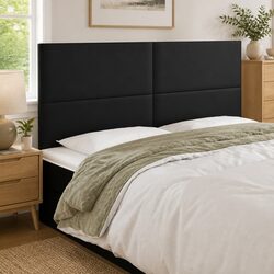 Sleek Black Faux Leather LED Headboard, 160cm Width