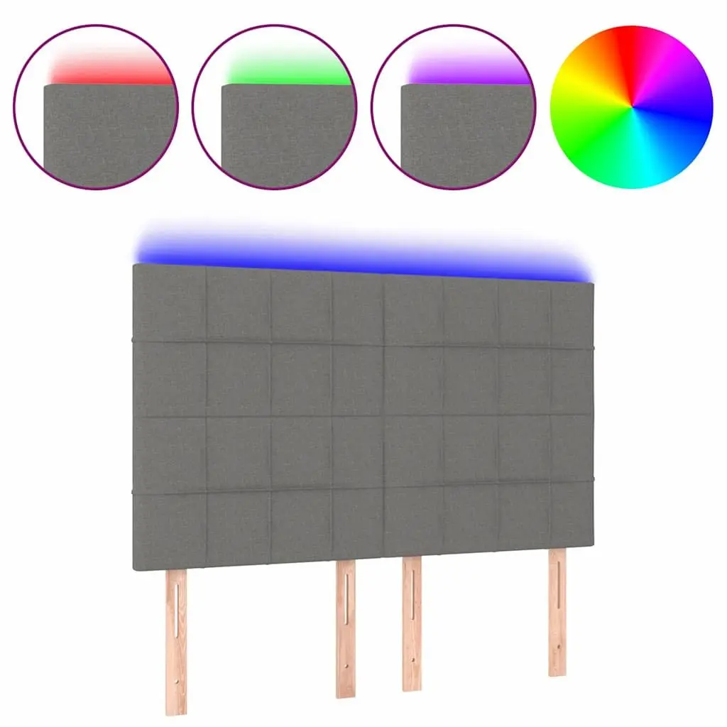 LED Headboard Dark Grey 144cm Fabric Colourful Lights