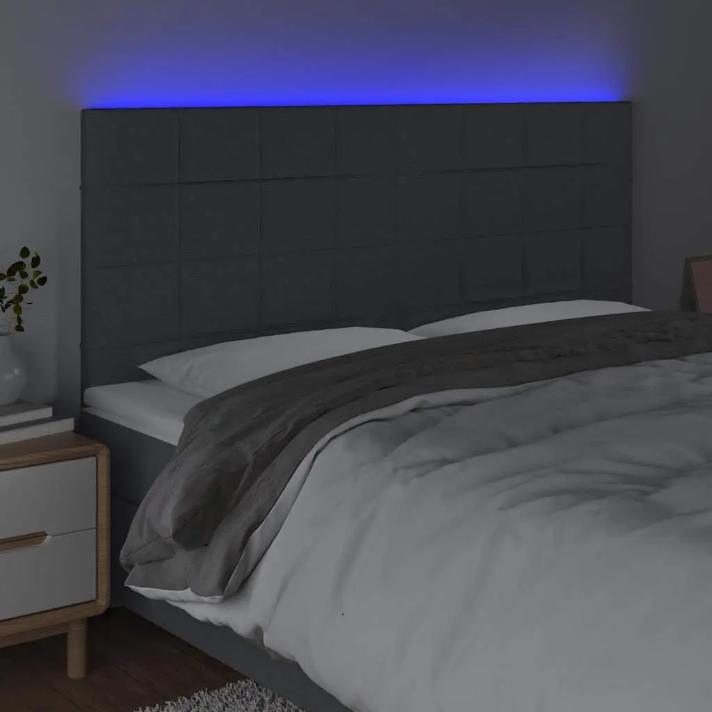 LED Headboard Grey 160cm Fabric Adjustable with Colourful Lights