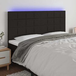 LED Headboard 200cm Black Fabric Adjustable Height Bedroom