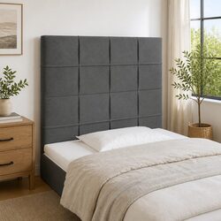 LED Headboard 100cm Grey Velvet Bed Cushion with Adjustable Colorful Lights