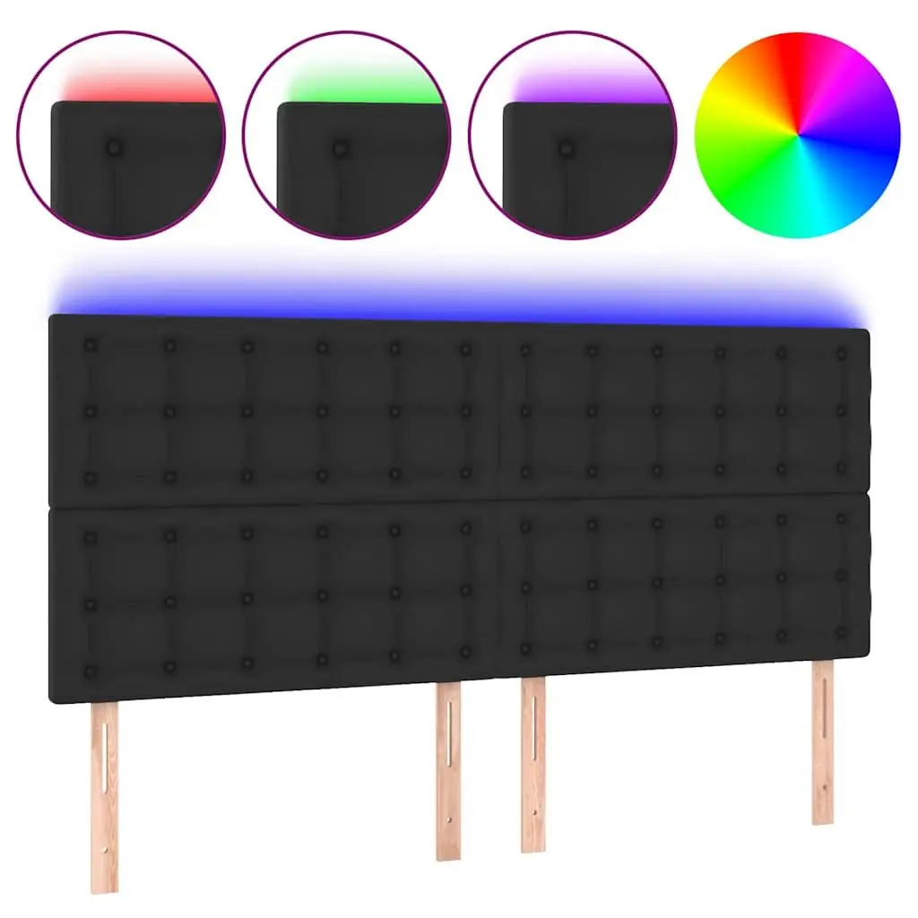 LED Headboard 160 cm Black Faux Leather Adjustable Height Modern Bed Bedroom