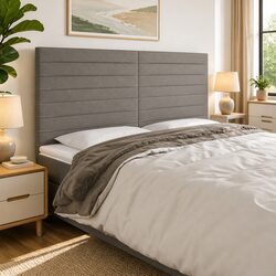 Dark Grey LED Headboard 200cm with Adjustable Height