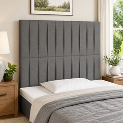 LED Headboard 80cm Grey Fabric Adjustable Height Bed Backrest with Colourful