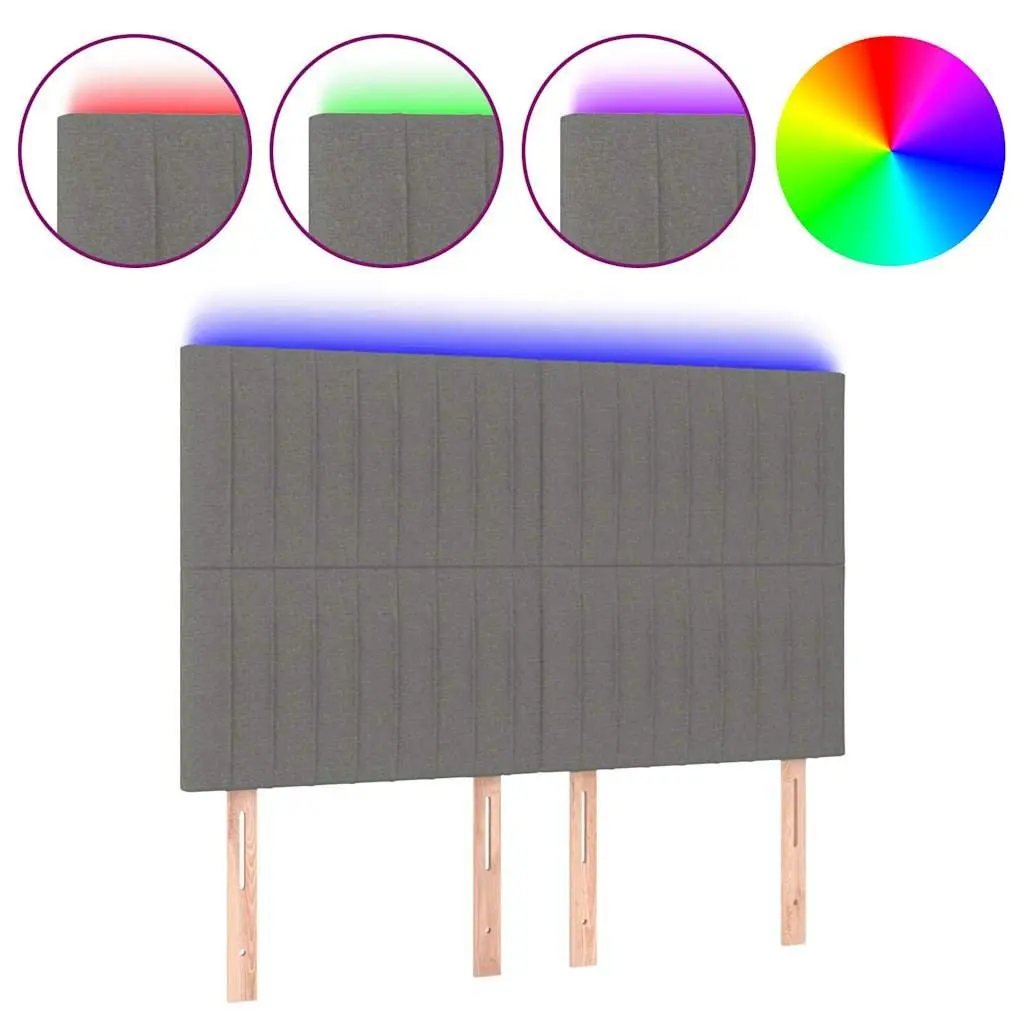 LED Headboard Dark Grey 144cm Adjustable Height with Colourful LED Lighting