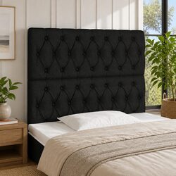 LED Headboard 100cm Black Fabric Adjustable Height Modern Bedroom Bed Back