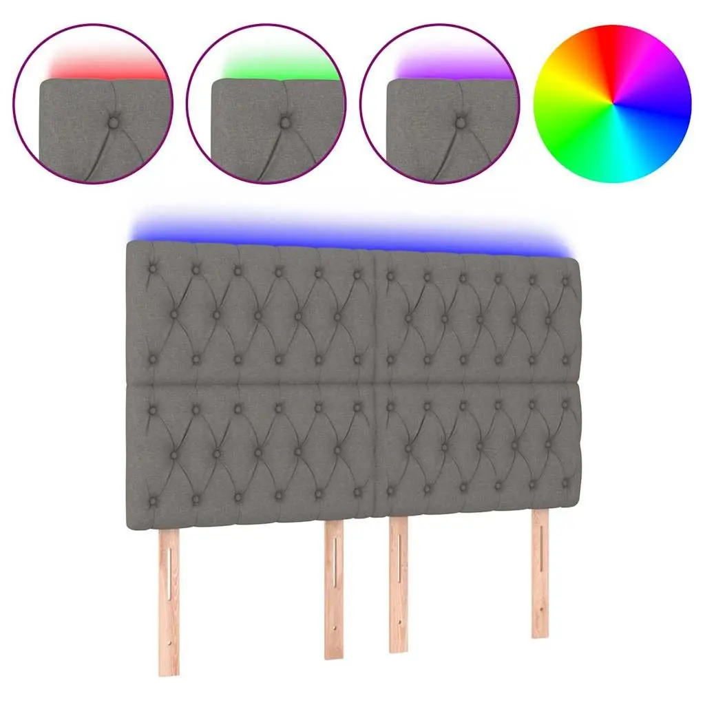 LED Headboard 160 cm Grey Fabric Adjustable Height Modern Bedroom Bed Back
