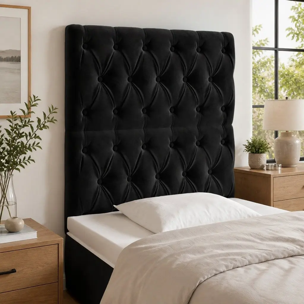 LED Headboard 80cm Black Velvet with Lights