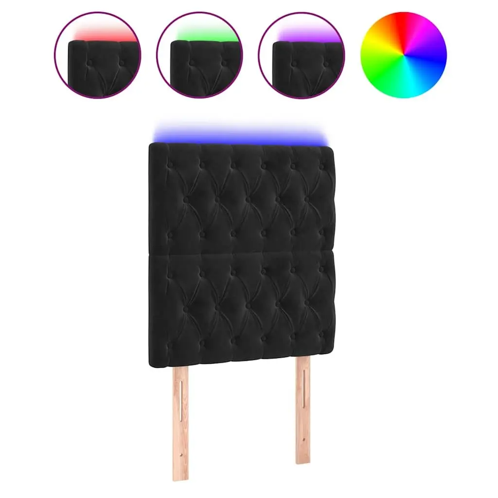 LED Headboard 80cm Black Velvet with Lights