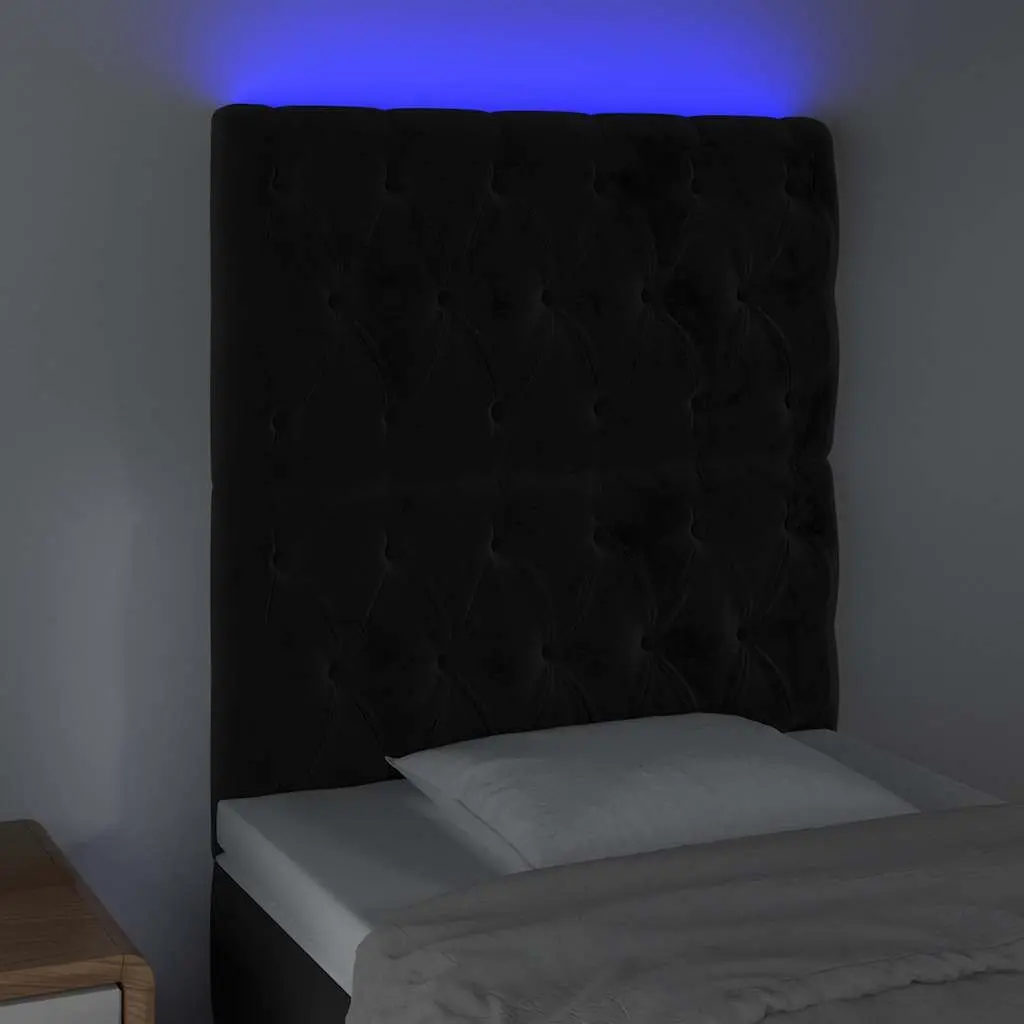 LED Headboard 80cm Black Velvet with Lights