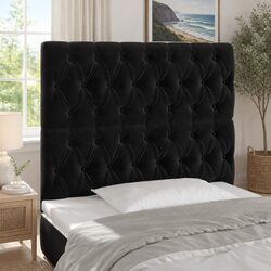 LED Headboard 100 cm Black Velvet Bed Back Panel Modern Bedroom Upholstered