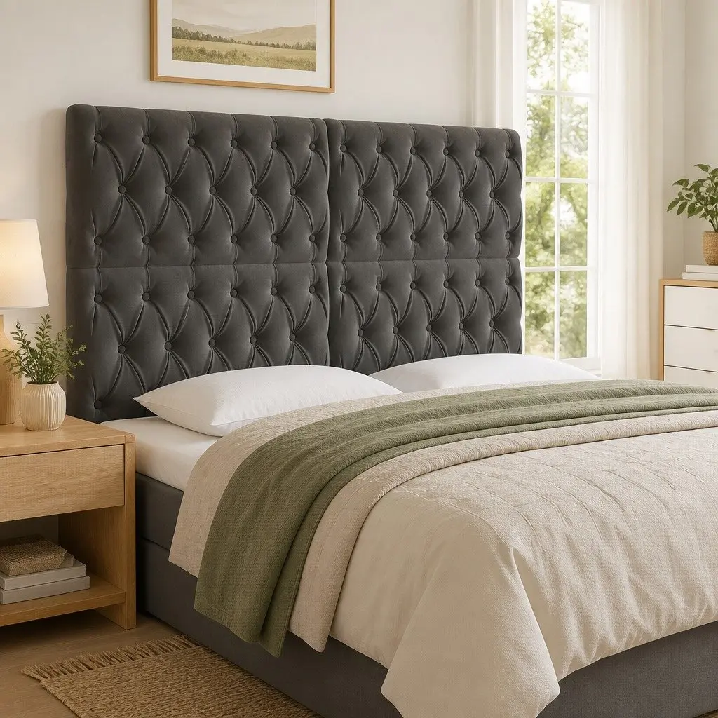160 cm LED Headboard in Grey Velvet