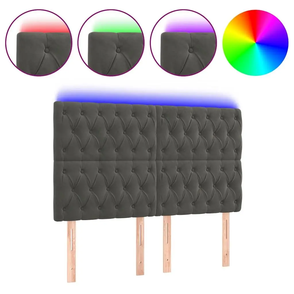 160 cm LED Headboard in Grey Velvet