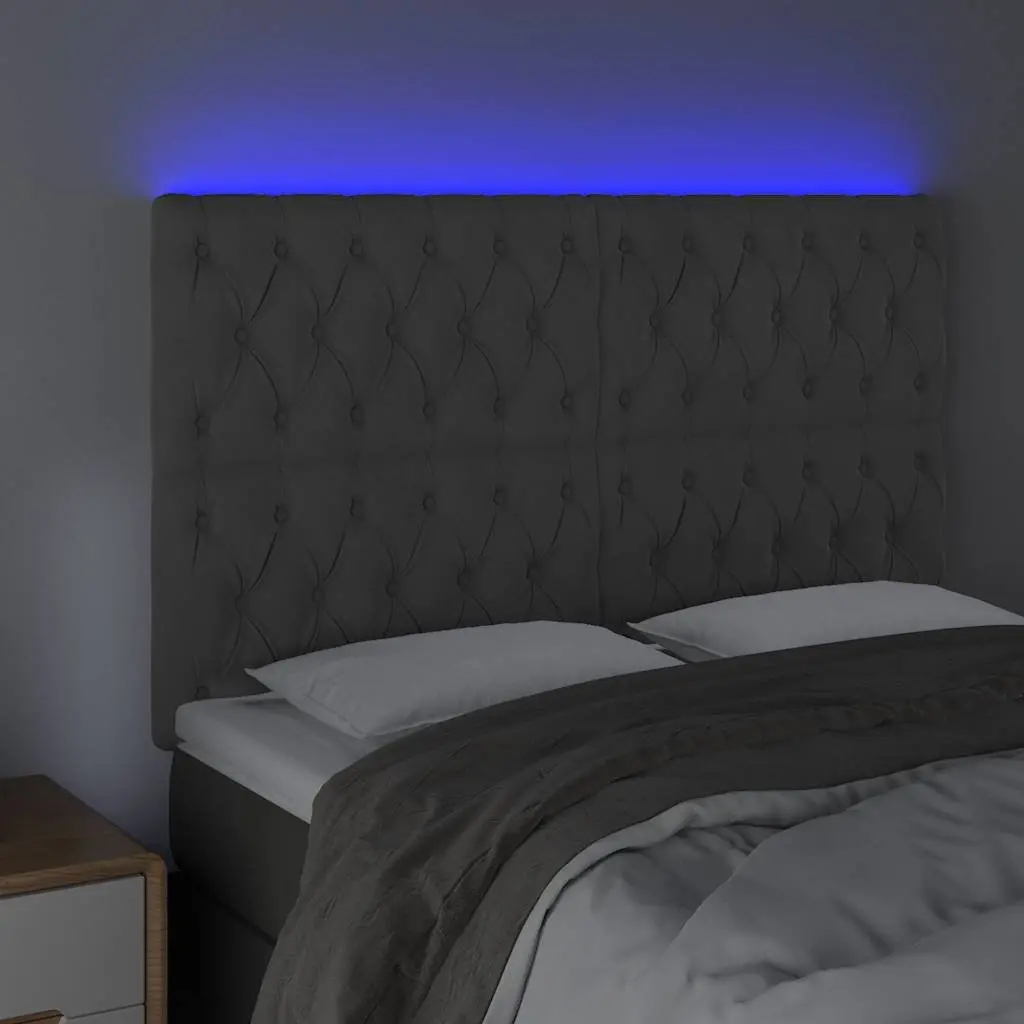 160 cm LED Headboard in Grey Velvet
