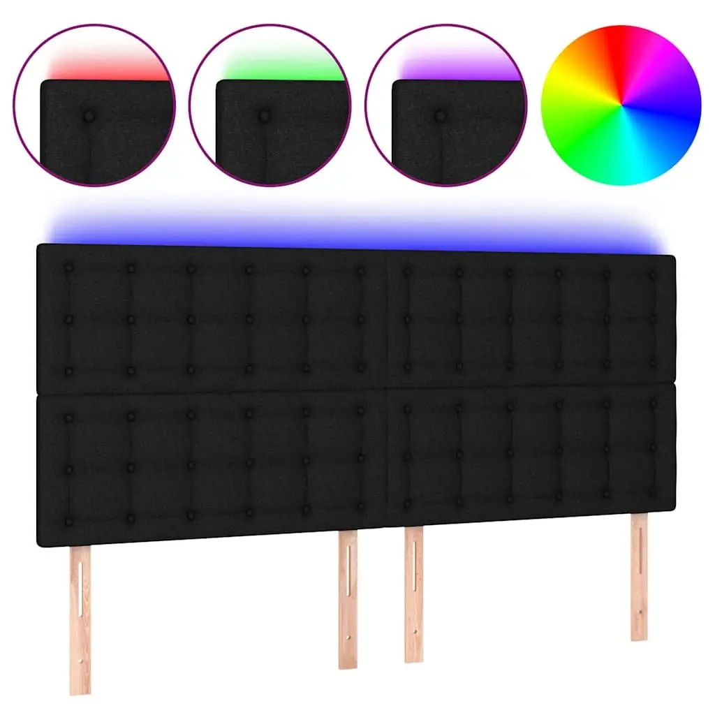 LED Headboard Black 160 cm Fabric Adjustable Height USB Powered