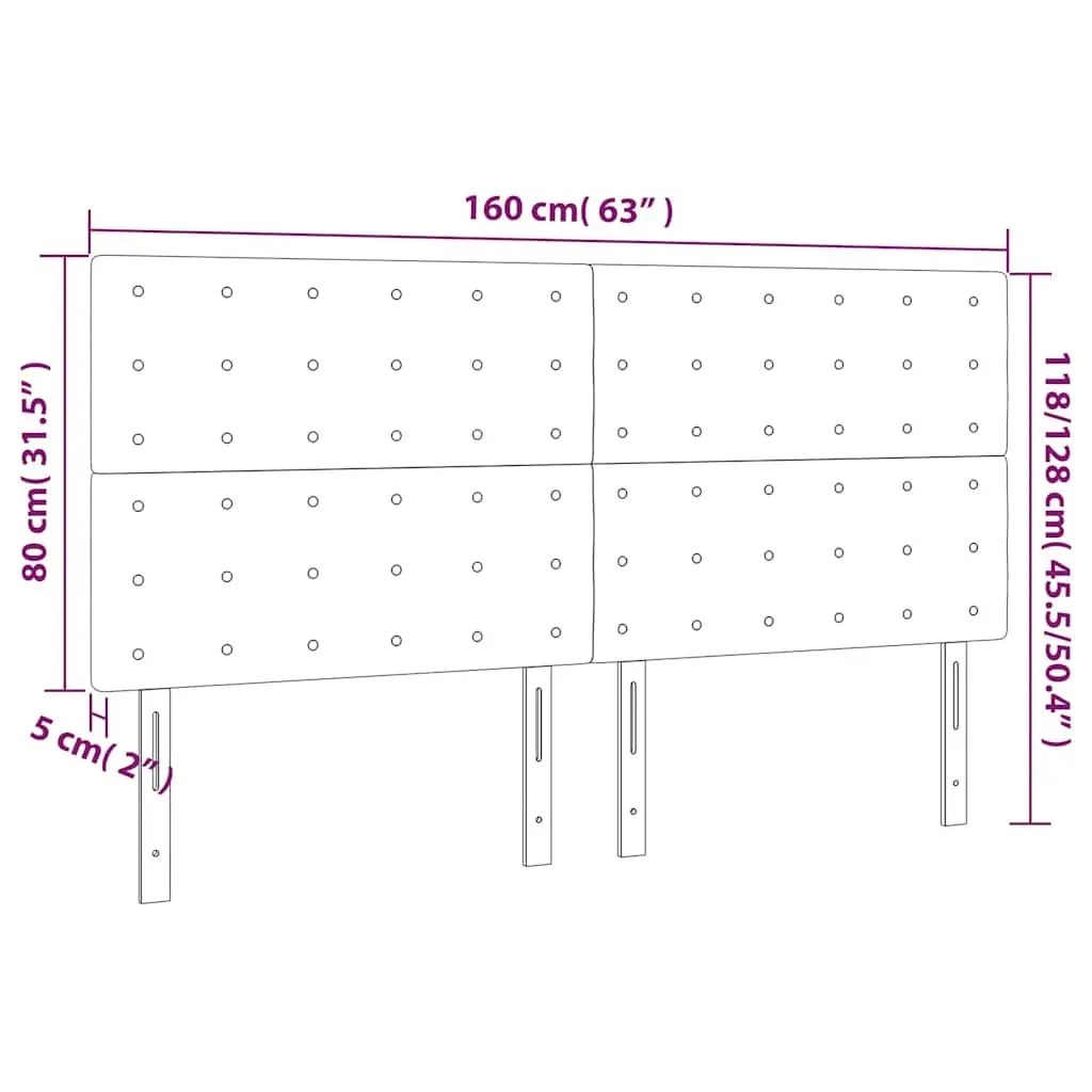 LED Headboard Black 160 cm Fabric Adjustable Height USB Powered