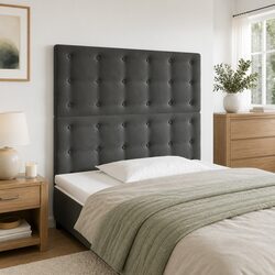 Sleek LED Headboard 80cm in Grey Velvet for Your Bedroom