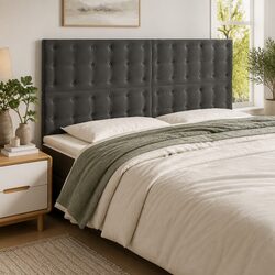 Concise Design: 160 cm LED Headboard in Grey Velvet