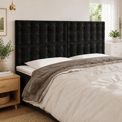 LED Headboard Black 160 cm Velvet Modern Bedroom Wall Panel with Colorful Lights