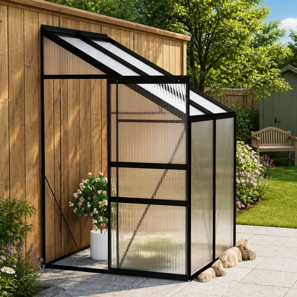 Greenhouse Anthracite Aluminium Frame PC Board 1.64m² Plant Protection