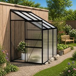 Greenhouse Anthracite Aluminium Frame PC Board Garden Plant Growing 3.97m³
