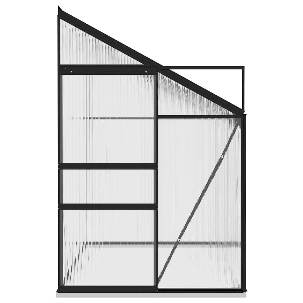Greenhouse Anthracite Aluminium Structure 5.24 m³ with PC Board Roof Vent for Optimal Plant Protection and Airflow