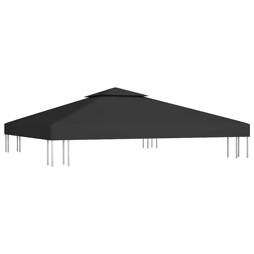 Gazebo Top Cover Black 3x3 m 2-Tier Waterproof Replacement Sun Shade