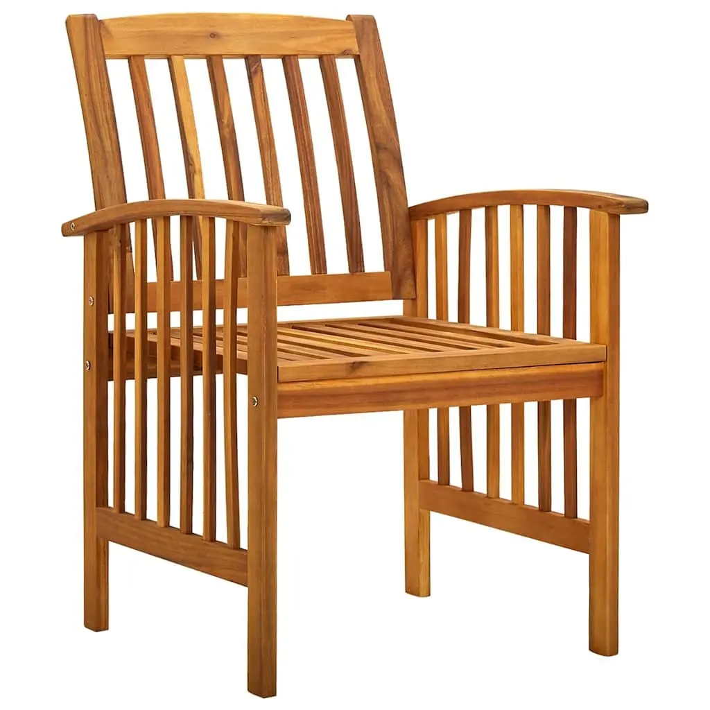 Outdoor Garden Dining Chairs White Set 2 pcs Cushions Wooden Seat Weather Resistant