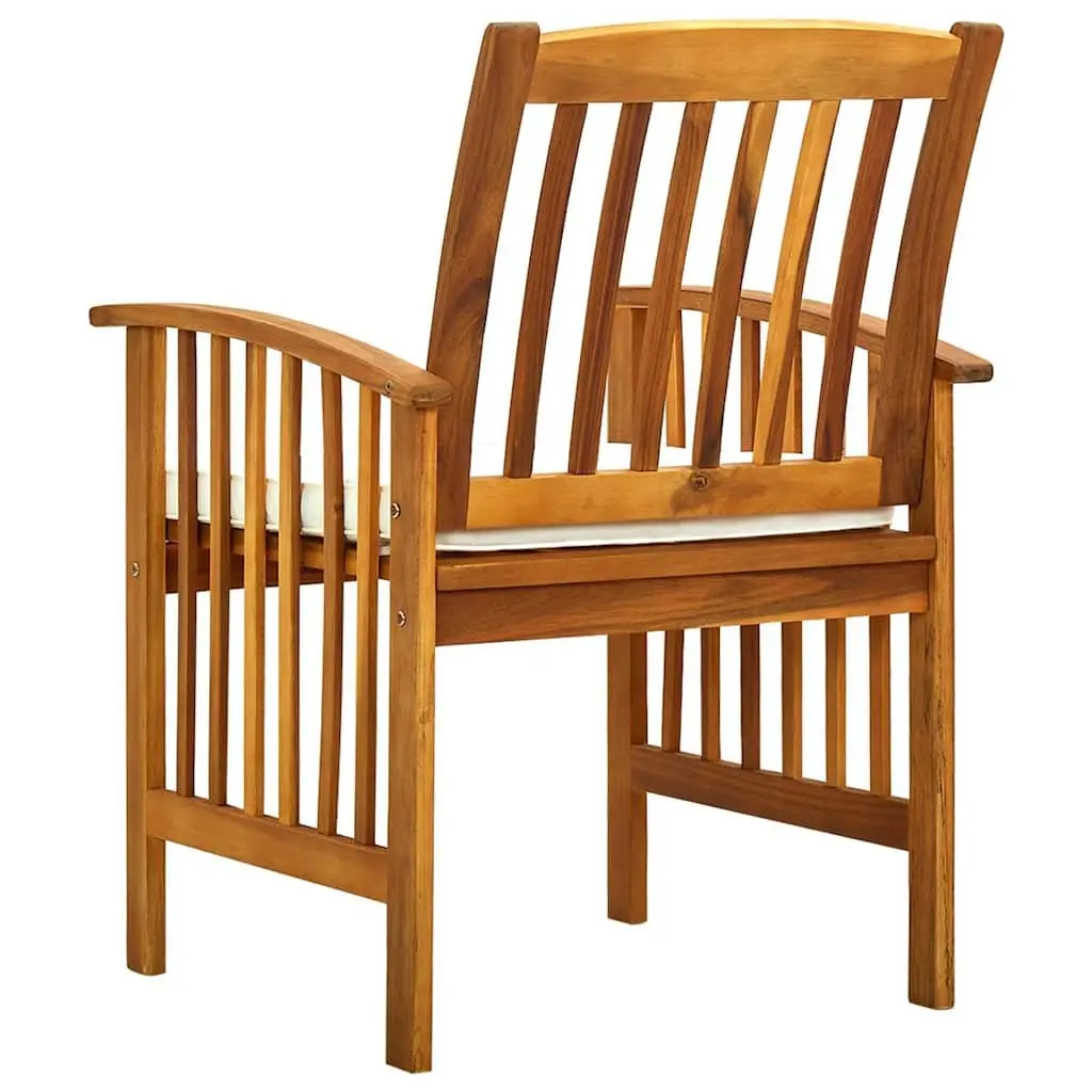 Outdoor Garden Dining Chairs White Set 2 pcs Cushions Wooden Seat Weather Resistant