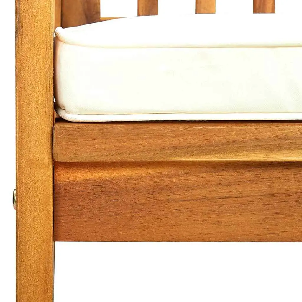 Outdoor Garden Dining Chairs White Set 2 pcs Cushions Wooden Seat Weather Resistant