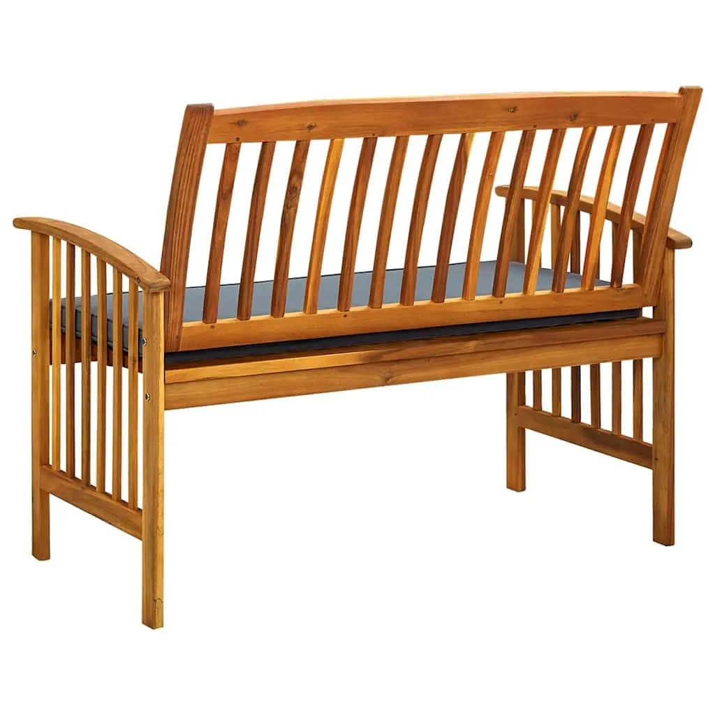 Outdoor Garden Bench Grey 119 cm Solid Acacia Wood Weather-Resistant with Cushion