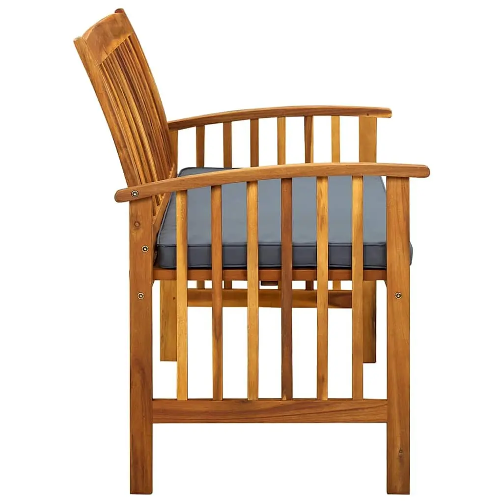 Outdoor Garden Bench Grey 119 cm Solid Acacia Wood Weather-Resistant with Cushion