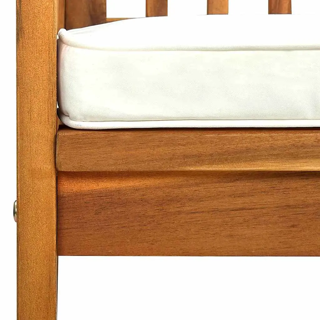 Garden Bench with Cushion 147cm Outdoor Patio Seat Acacia Wood Arm Bench