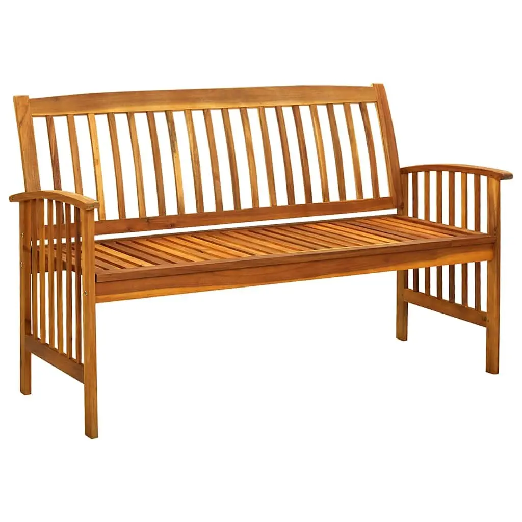Garden Bench Grey 147cm Solid Wood Armrest with Padded Cushion